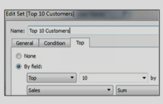 A developer wants to create a “subset of data” such as “Top 10 customers by sales”. This subset of data can be used as a filter in other sheets. What visualization technique should be used in such a scenario? 